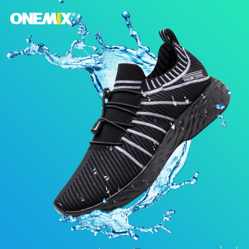 Waterproof Goretex Running Shoes - ONEMIX 남성용 방수 블랙 운동화 통기성