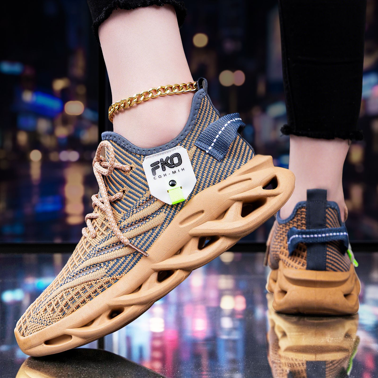 남성용 통기성 니트 스니커즈 블레이드 솔 트위스트 우븐 - Knit Fabric Lace Up Sneakers 리뷰 및 가격