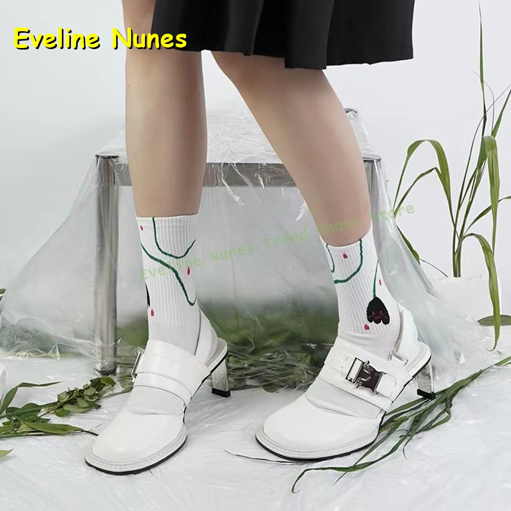 여성용 블랙 스퀘어 토 버클 슬링백 뮬 힐 두꺼운 밑창 - Sandals 리뷰 및 가격