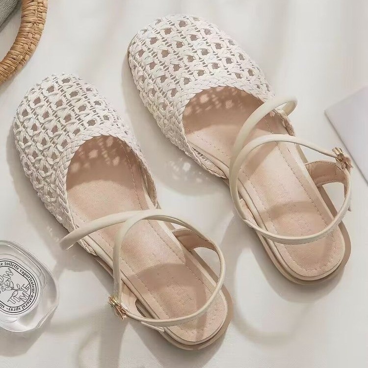 여성용 프렌치 스타일 클로즈드 토 샌들, 여름용 속이  - Sandals 리뷰 및 가격